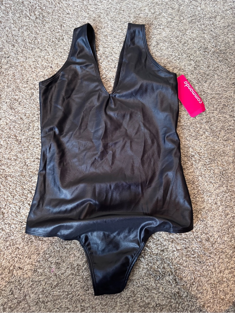 NWT Matte Metallic Deep V Bodysuit